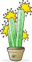 freehand dragen tecknad serie kaktus vektor