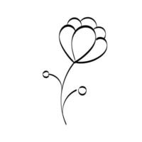 Blumenkunst. Blumenzeichnung mit Strichzeichnungen. vektor