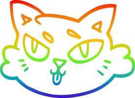 Regenbogen-Gradientenlinie Zeichnung Cartoon-Katzen-Gesicht vektor