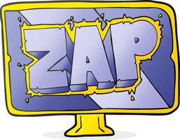 freihändig gezeichneter Cartoon-Zap-Bildschirm vektor