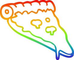 Regenbogen-Gradientenlinie, die Cartoon-Pizzascheibe zeichnet vektor