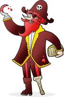 freehand dragen tecknad serie pirat kapten vektor