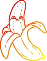 warme Gradientenlinie Zeichnung Cartoon verrückte glückliche Banane vektor