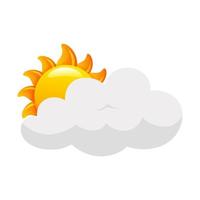 Cartoon-Sonne unter cloud.vector für Kinder. Wettersymbol. Web-Symbol. vektor