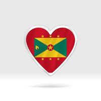 Herz aus Grenada-Flagge. Stern- und Flaggenvorlage mit silbernem Knopf. einfache Bearbeitung und Vektor in Gruppen. Nationalflaggenvektorillustration auf weißem Hintergrund.