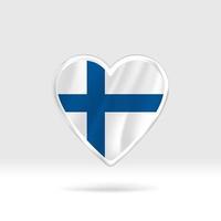 hjärta från finland flagga. silver- knapp stjärna och flagga mall. lätt redigering och vektor i grupper. nationell flagga vektor illustration på vit bakgrund.