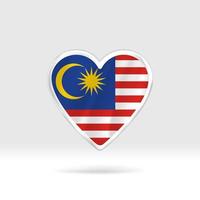 Herz aus Malaysia-Flagge. Stern- und Flaggenvorlage mit silbernem Knopf. einfache Bearbeitung und Vektor in Gruppen. Nationalflaggenvektorillustration auf weißem Hintergrund.