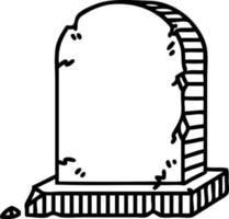 Tätowierung im schwarzen Linienstil eines Grabsteins vektor