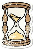 Distressed Sticker Tattoo im traditionellen Stil einer Sanduhr vektor