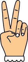 Retro-Tattoo-Stil Friedenssymbol Zwei-Finger-Handgeste vektor