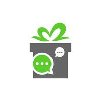 Geschenk-Chat-Logo-Design-Vorlage. Chat-Geschenk-Logo-Konzept-Vektor. kreatives Symbolsymbol vektor