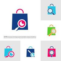 Set von Find-Shop-Logo-Vektor. Shop-Suche-Logo-Design-Konzept-Vorlage. kreatives einfaches Symbolsymbol vektor
