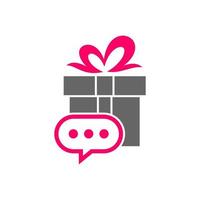 Geschenk-Chat-Logo-Design-Vorlage. Chat-Geschenk-Logo-Konzept-Vektor. kreatives Symbolsymbol vektor