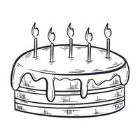 Kuchen mit Kerzenskizze vektor