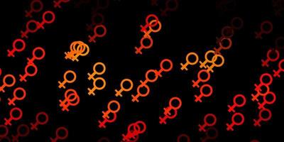 mörk orange vektor mönster med feminism element.