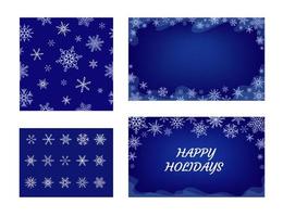 frohes neues jahr, frohes weihnachtskartenset. hintergrund, muster, schneeflocken, gruß vektor