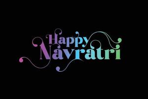 Lycklig Navratri färgrik typografi logotyp enhet med svart bakgrund. vektor