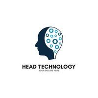 Technologie Logo-Icon-Design des menschlichen Kopfes vektor