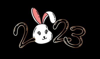 2023 ny år. kanin huvud tecknad serie vektor illustration.