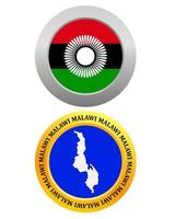 Schaltfläche als Symbol Malawi-Flagge und Karte auf weißem Hintergrund vektor