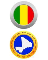 Schaltfläche als Symbol Mali-Flagge und Karte auf weißem Hintergrund vektor