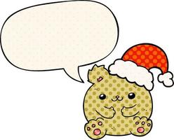 niedlicher Cartoon-Weihnachtsbär und Sprechblase im Comic-Stil vektor