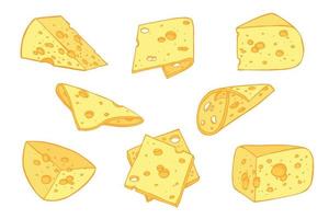 handgezeichneter satz von käseteilen und scheiben. Käse-Symbol. Vektor-Käse-Cliparts vektor