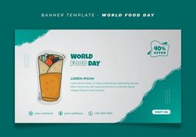 baner mall i grön vit bakgrund och kebab mat för värld mat dag design vektor