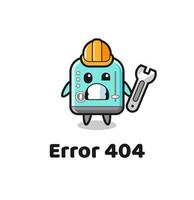 fel 404 med de söt brödrost maskot vektor