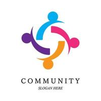 Logo-Vorlage für Teamarbeit. konzept der gemeinschaftsfreundschaft, einheit. isoliert auf weißem Hintergrund. Vektor-Illustration vektor