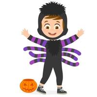 als Spinne verkleidetes Kind für eine Halloween-Partyfeier vektor