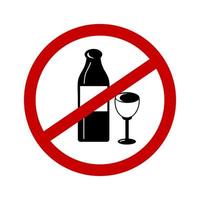 sluta alkoholism symbol klistermärke mall. enkel vektor form ikon uppsättning, svart silhuett. varning information sluta tecken i offentlig plats. restriktion zon. hälsa vård begrepp.