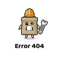 fel 404 med de söt vete säck maskot vektor