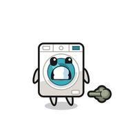 de illustration av de tvättning maskin tecknad serie håller på med fisa vektor
