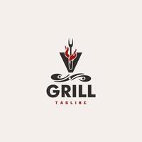 v Buchstabe Grill grundlegendes und elegantes minimales künstlerisches Design basiert auf Symbol-Logo-Vektor vektor