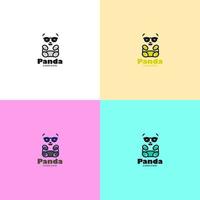 Panda-Bären-Silhouette-Logo-Design-Vorlage. lustiger fauler tierlogokonzept-ikonenvektor vektor
