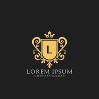 l Luxus-Logo-Vorlage mit Anfangsbuchstaben in Vektorgrafiken für Restaurant, Lizenzgebühren, Boutique, Café, Hotel, Heraldik, Schmuck, Mode und andere Vektorillustrationen. vektor
