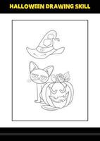Halloween-Zeichenfähigkeit für Kinder. Malvorlagen für Halloween-Zeichnungsfähigkeiten für Kinder. vektor