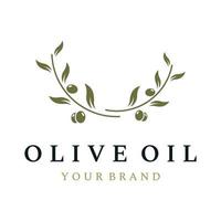 Natürliches pflanzliches Oliven- und Öl-Logo-Design mit Olivenzweig. logo für business, branding, kräutermedizin und spa. vektor