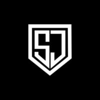 sj-Buchstaben-Logo-Design mit schwarzem Hintergrund im Illustrator. Vektorlogo, Kalligrafie-Designs für Logo, Poster, Einladung usw. vektor