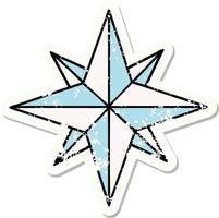 Distressed Sticker Tattoo im traditionellen Stil eines Sterns vektor