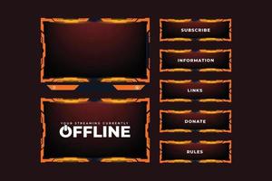 Streaming-Overlay-Rahmen und Dekoration der Bildschirmschnittstelle. futuristischer Gaming-Overlay-Vektor mit kreativen Formen. Live-Streaming-Overlay-Design mit orangefarbenen und dunklen Farbformen für Online-Gamer. vektor