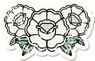 Distressed Sticker Tattoo im traditionellen Stil eines Blumenstraußes vektor