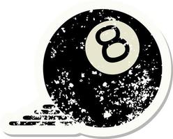 Distressed Sticker Tattoo im traditionellen Stil von 8 Ball vektor