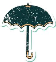 ikonisches beunruhigtes Aufkleber-Tätowierungsartbild eines Regenschirms vektor
