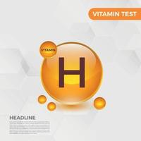 h vitamin ikon logotyp gyllene släppa, komplex släppa. medicinsk bakgrund hed vektor illustration
