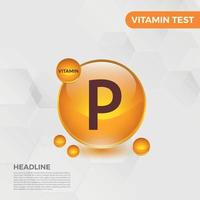 p-Vitamin-Symbol-Logo goldener Tropfen, komplexer Tropfen. medizinische hintergrundheide-vektorillustration vektor