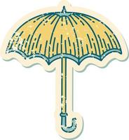 ikonisches beunruhigtes Aufkleber-Tätowierungsartbild eines Regenschirms vektor
