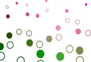 ljusrosa, grön vektorbakgrund med bubblor. vektor