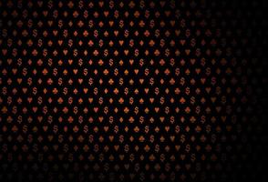 mörk orange vektor mall med pokersymboler.